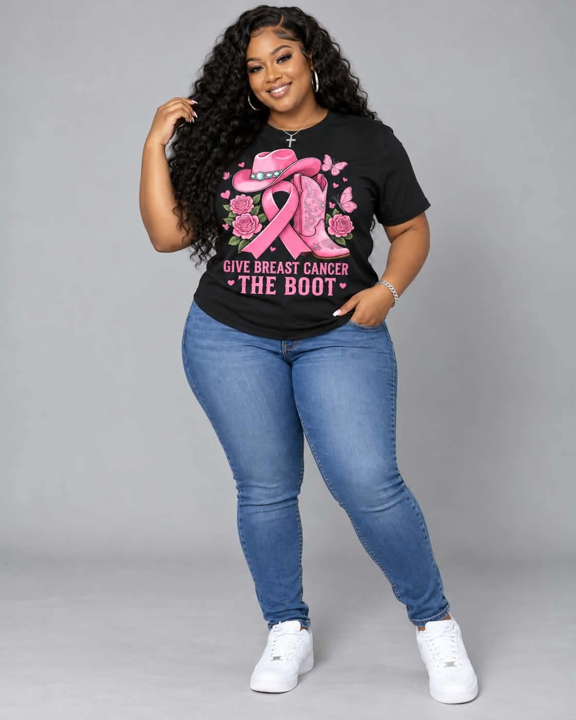 Women’s Breast Cancer Survivor Faith T-Shirt, Featuring an Inspirational “By the Grace of God” Quote in Pink Print, with a Comfortable Crew Neck and Short Sleeves for Everyday Wear.