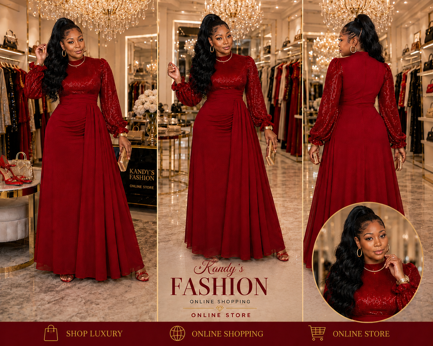 Regular & Plus Size Women's Elegant Sequin Embellished Long Sleeve Fit & Flare Dress, Suitable For Banquet, Party, Wedding Guest, New Year, Christmas Fall