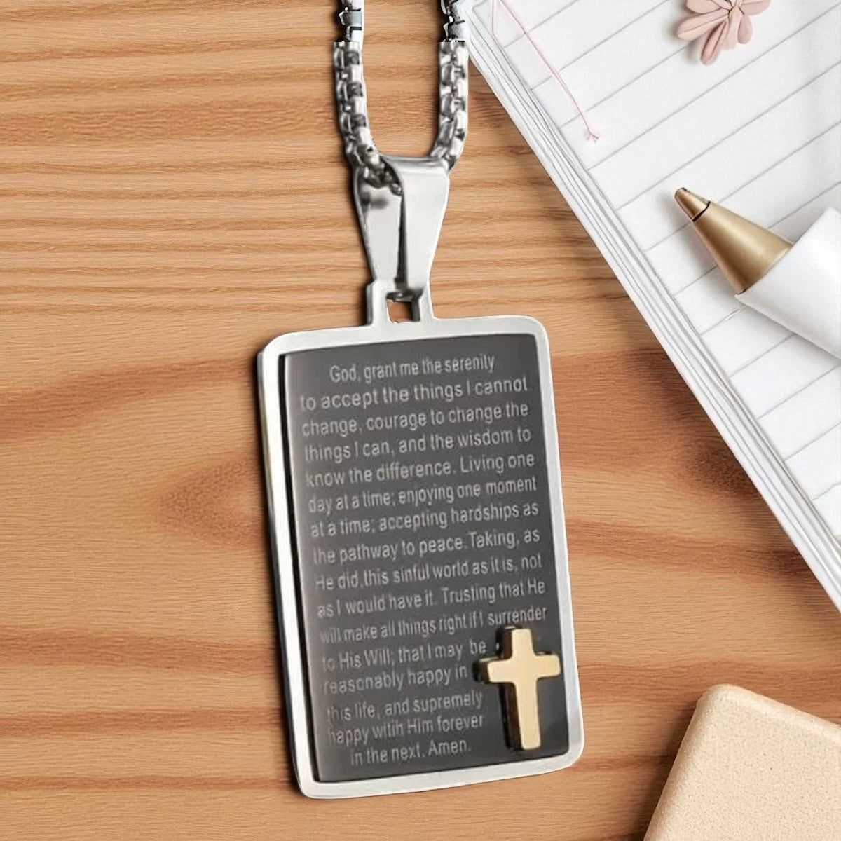 Serenity Prayer Cross Necklace