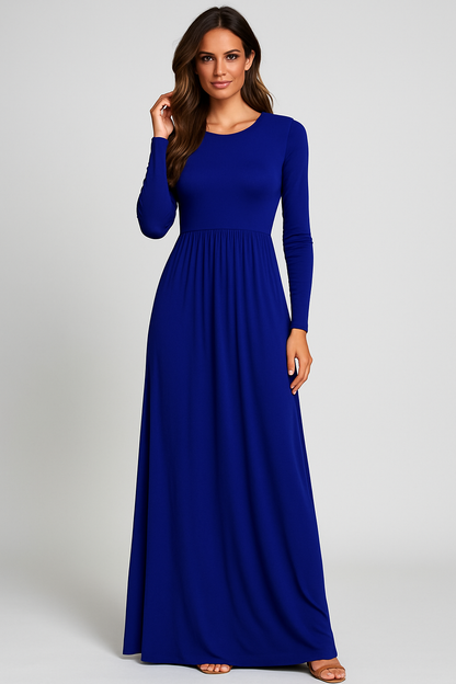 Women's Long Sleeve Loose Plain Maxi Dresses Casual Long Dresses with Pockets