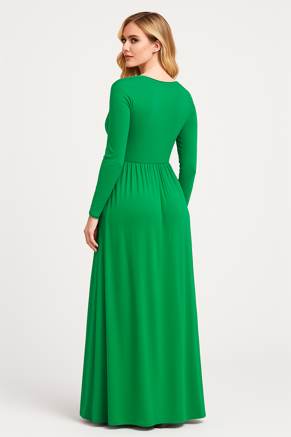 Women's Long Sleeve Loose Plain Maxi Dresses Casual Long Dresses with Pockets