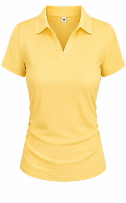 Women's Solid Color Polo Collar Short Sleeve Casual-  T-Shirt