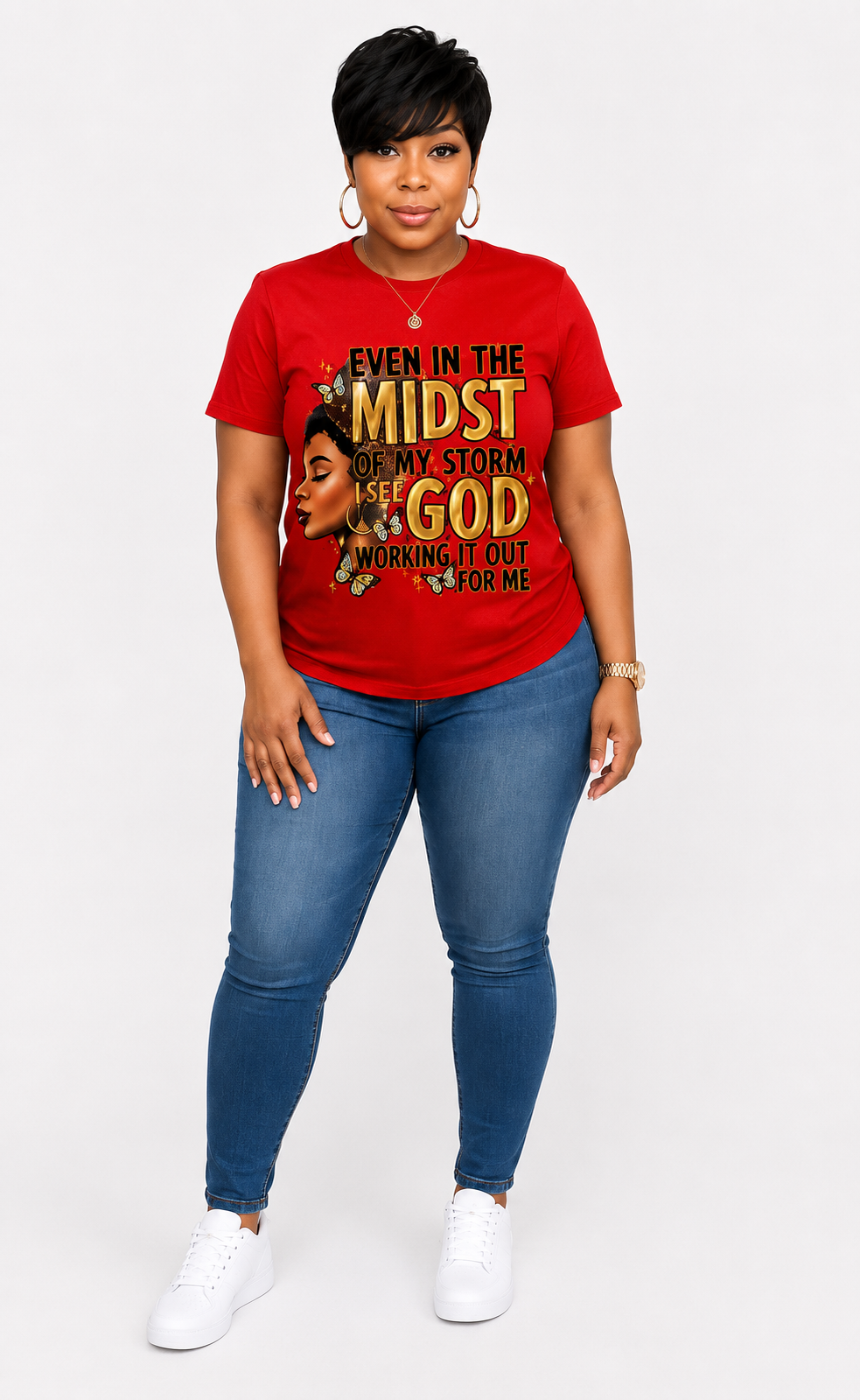 Letter And Portrait Pattern Printing T -Shirt, Casual Short -Sleeved Round Neck Top, Women's T- Shirts