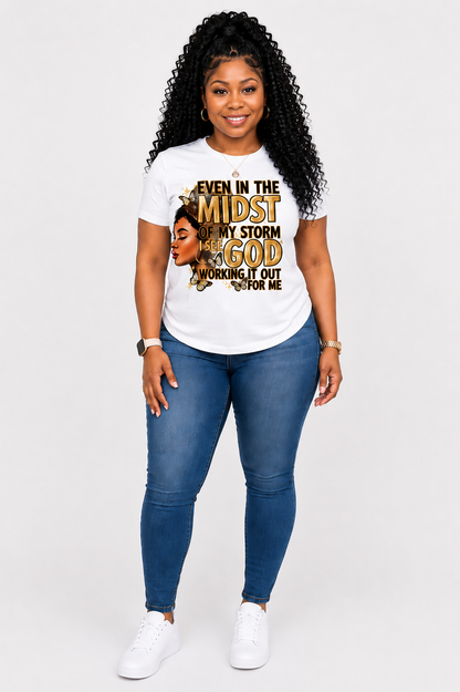 Letter And Portrait Pattern Printing T -Shirt, Casual Short -Sleeved Round Neck Top, Women's T- Shirts