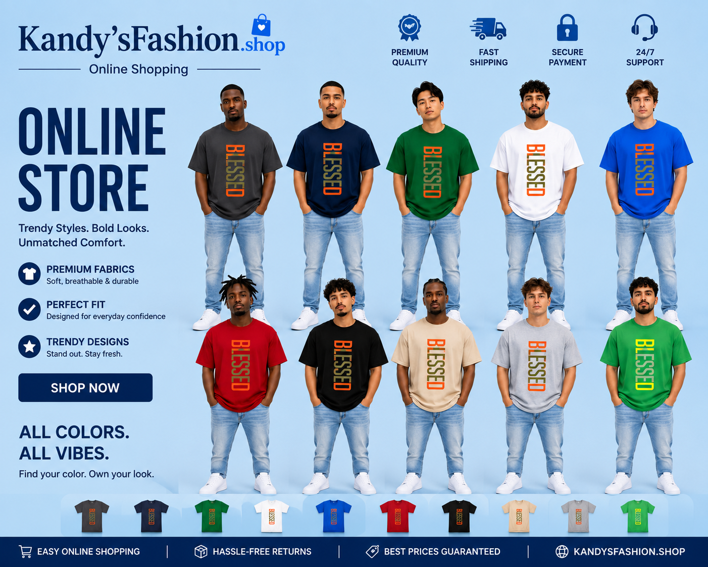 Mens Clothes BLESSED Graphic Print T-Shirt Summer Clothes Casual Short Sleeve Crew Neck T- Shirts