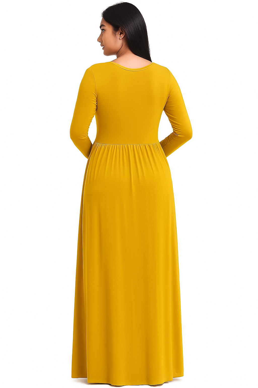 Women's Long Sleeve Loose Plain Maxi Dresses Casual Long Dresses with Pockets
