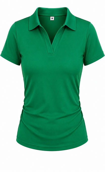 Women's Solid Color Polo Collar Short Sleeve Casual-  T-Shirt
