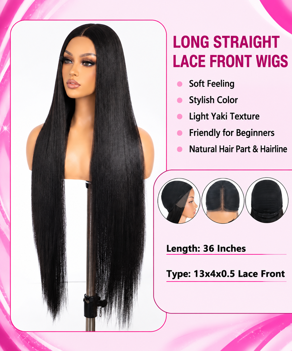 ✨💖 36-Inch Light Yaki Straight Lace Front Wig 💖✨

Step into elegance with this gorgeous 36-inch Light Yaki Straight Wig! Featuring a 13x4x0.5 lace front, sleek middle part, natural-looking hairline, and soft baby hairs. Made with quality synthetic fiber