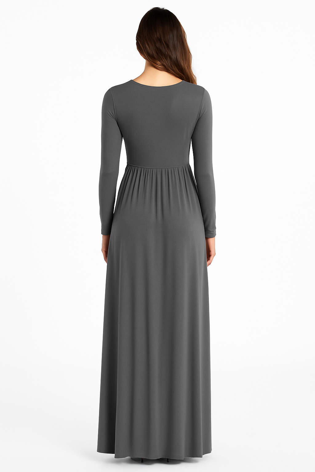 Women's Long Sleeve Loose Plain Maxi Dresses Casual Long Dresses with Pockets