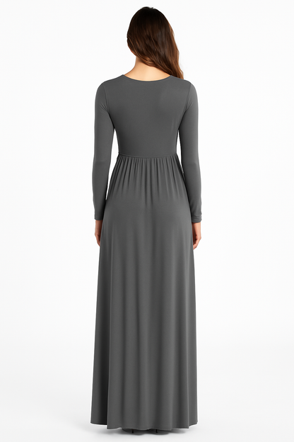 Women's Long Sleeve Loose Plain Maxi Dresses Casual Long Dresses with Pockets