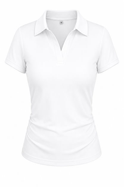 Women's Solid Color Polo Collar Short Sleeve Casual-  T-Shirt