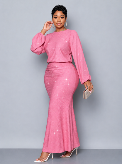 Luxury Pink Mermaid Maxi Dress
Experience timeless elegance with this beautifully crafted bodycon dress. Its flattering fit, premium textured fabric, and flowing mermaid hem create a sophisticated look that transitions effortlessly from daytime elegance t