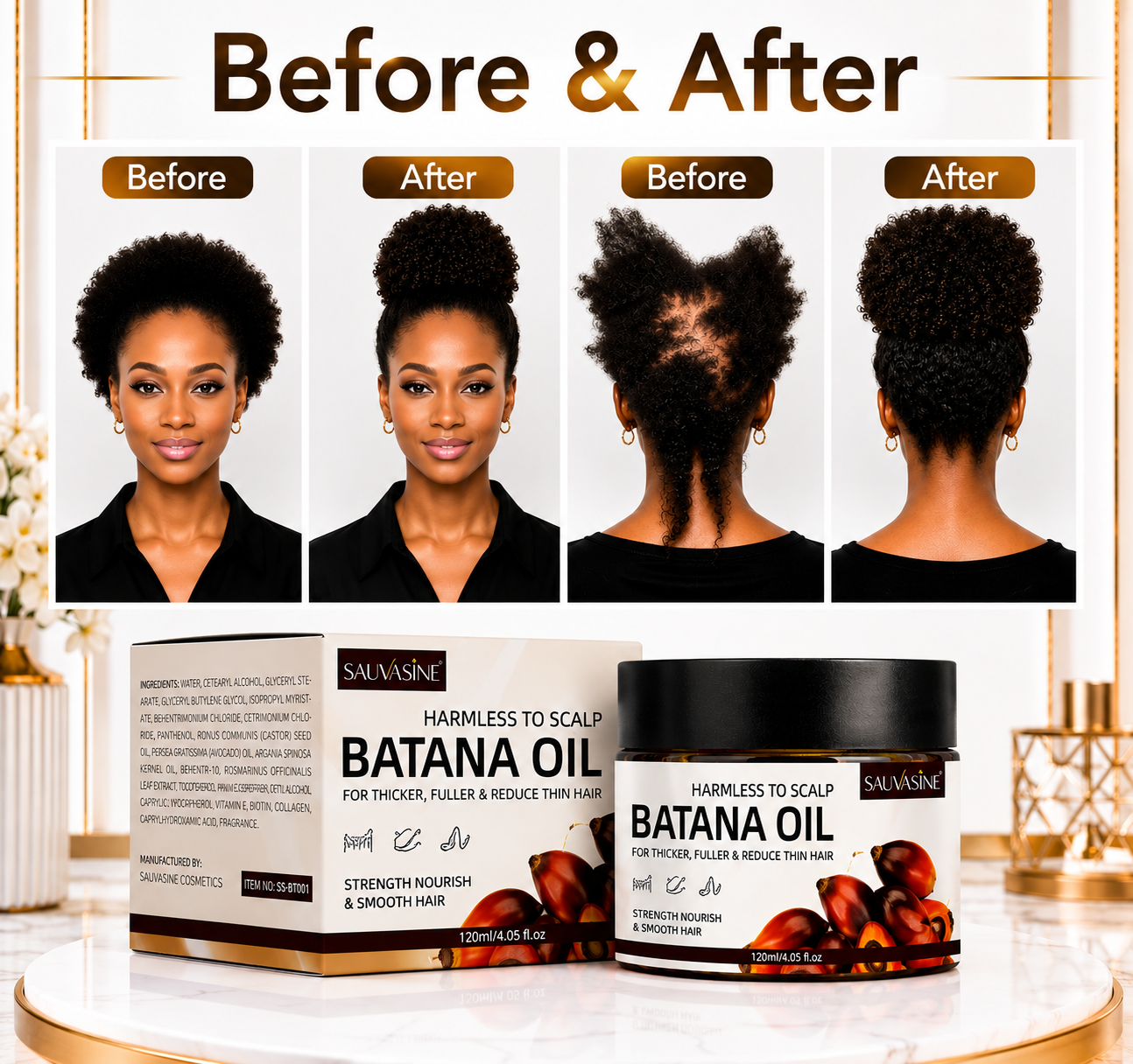 BATANA OIL
FOR THICKER, FULLER&REDUCE THIN HAIR
Audozava