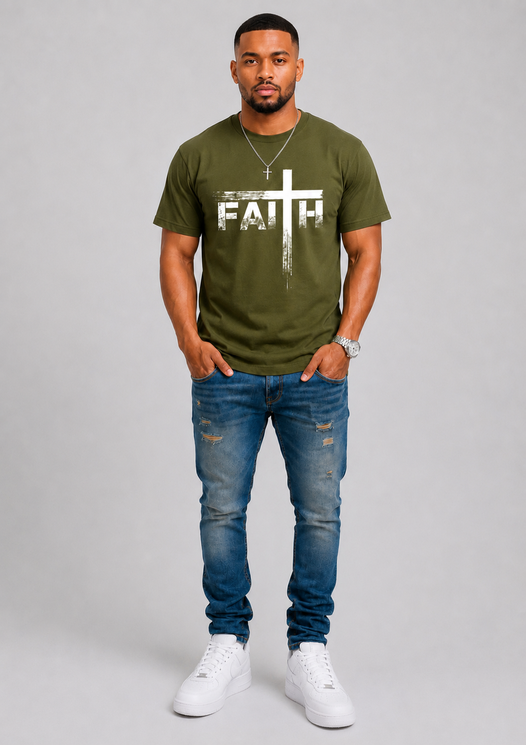 Christian T-Shirts-Faith & Cross Christian T-Shirts -Faith T-Shirt 100% Heavy Cotton T Shirts