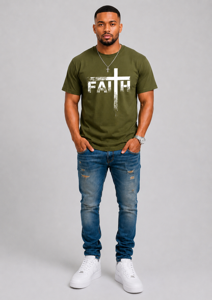 Christian T-Shirts-Faith & Cross Christian T-Shirts -Faith T-Shirt 100% Heavy Cotton T Shirts