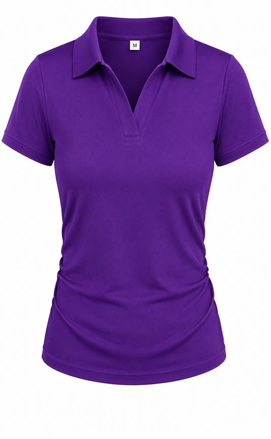 Women's Solid Color Polo Collar Short Sleeve Casual-  T-Shirt