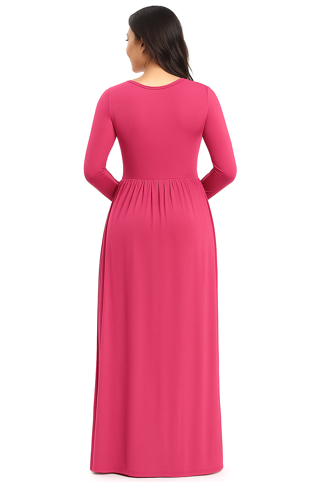 Women's Long Sleeve Loose Plain Maxi Dresses Casual Long Dresses with Pockets