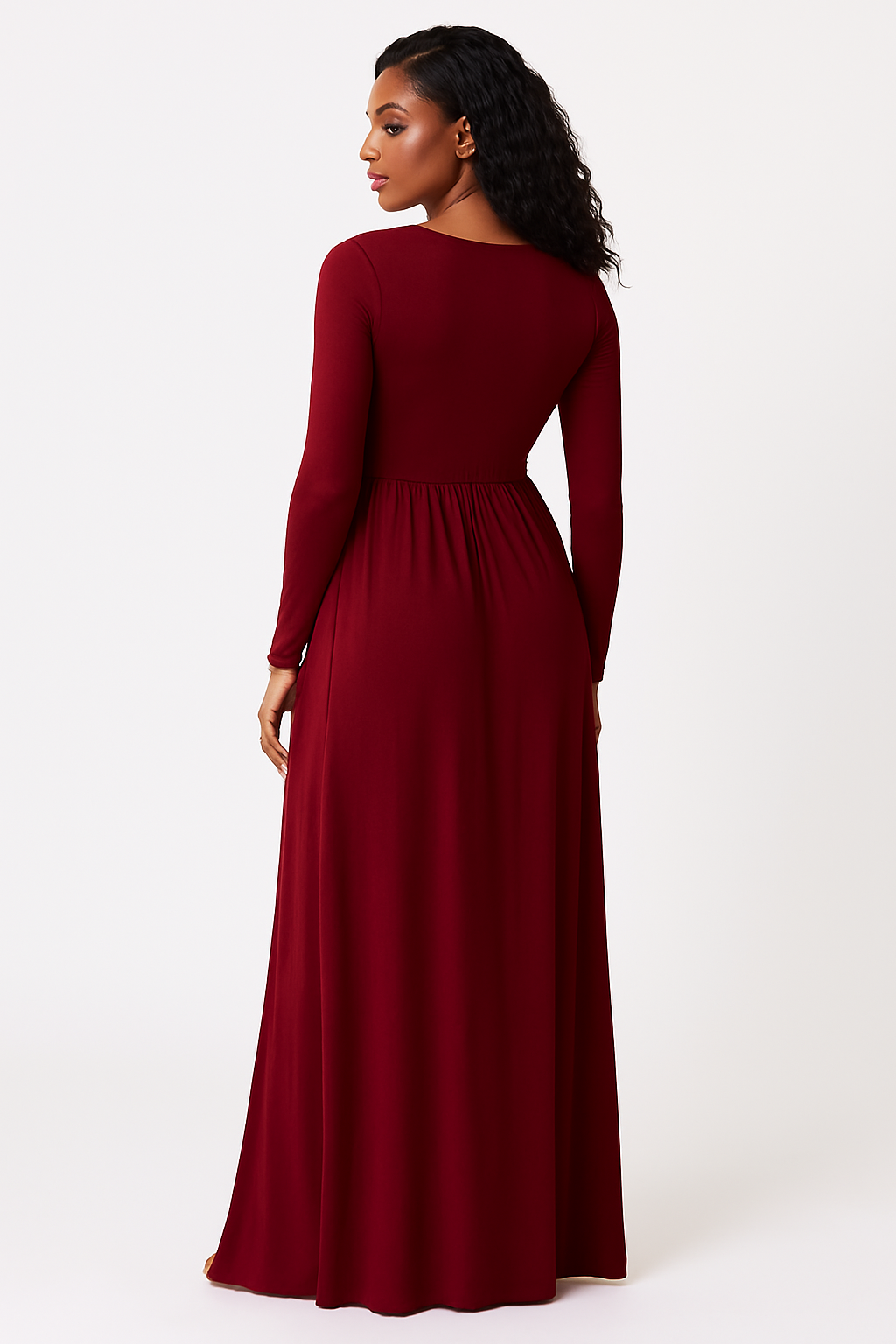 Women's Long Sleeve Loose Plain Maxi Dresses Casual Long Dresses with Pockets