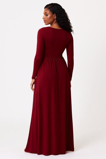 Women's Long Sleeve Loose Plain Maxi Dresses Casual Long Dresses with Pockets