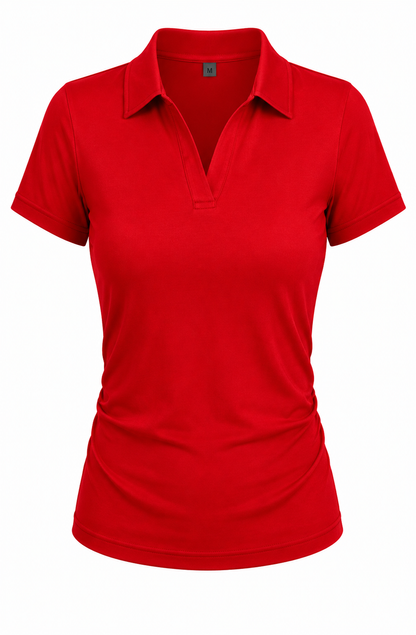 Women's Solid Color Polo Collar Short Sleeve Casual-  T-Shirt