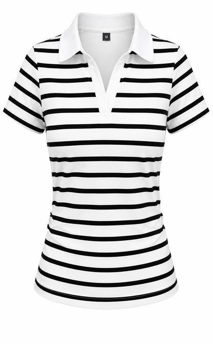 Women's Solid Color Polo Collar Short Sleeve Casual-  T-Shirt