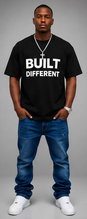 Built Different Graphic Tee, 100% Cotton Men's Streetwear Shirt, Soft Comfortable Casual Top, Summer Outfit, Everyday Wear,