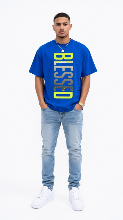 Mens Clothes BLESSED Graphic Print T-Shirt Summer Clothes Casual Short Sleeve Crew Neck T- Shirts