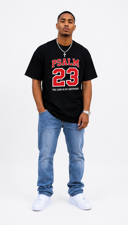 1pc Mens Clothes Psalm 23 Scripture Print White TShirt, Casual Crew Neck Tshirt, Regular & Plus Size Men's Clothing Lightweight T-shirt