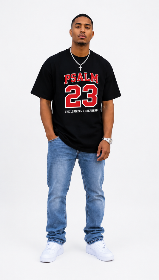 1pc Mens Clothes Psalm 23 Scripture Print White TShirt, Casual Crew Neck Tshirt, Regular & Plus Size Men's Clothing Lightweight T-shirt