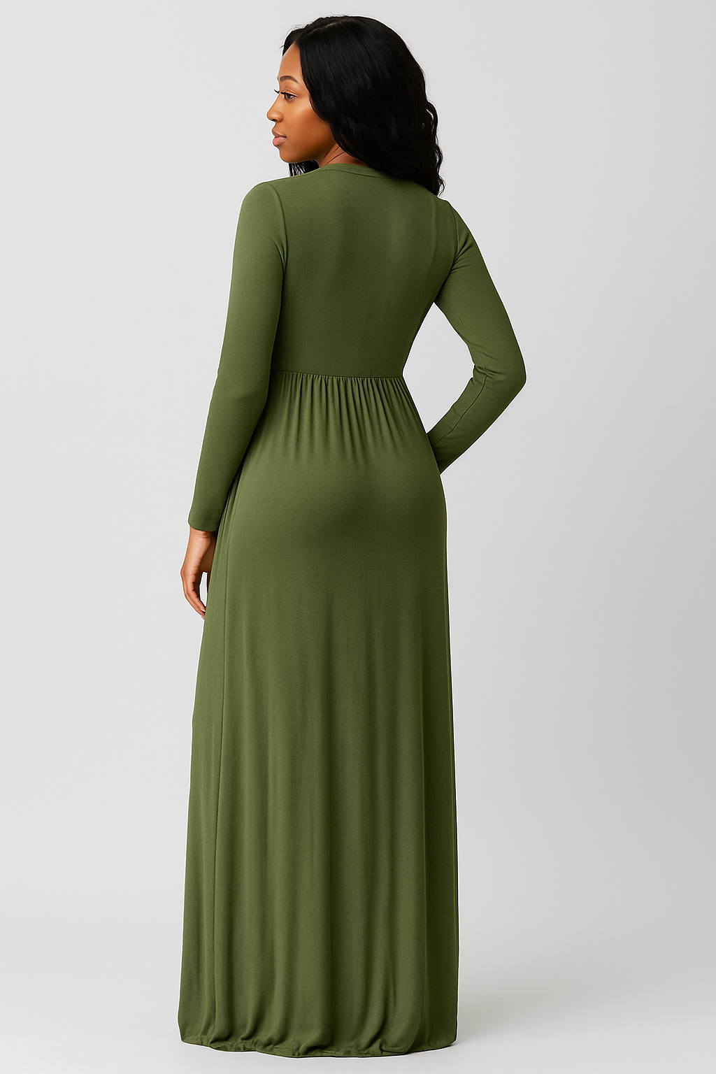 Women's Long Sleeve Loose Plain Maxi Dresses Casual Long Dresses with Pockets