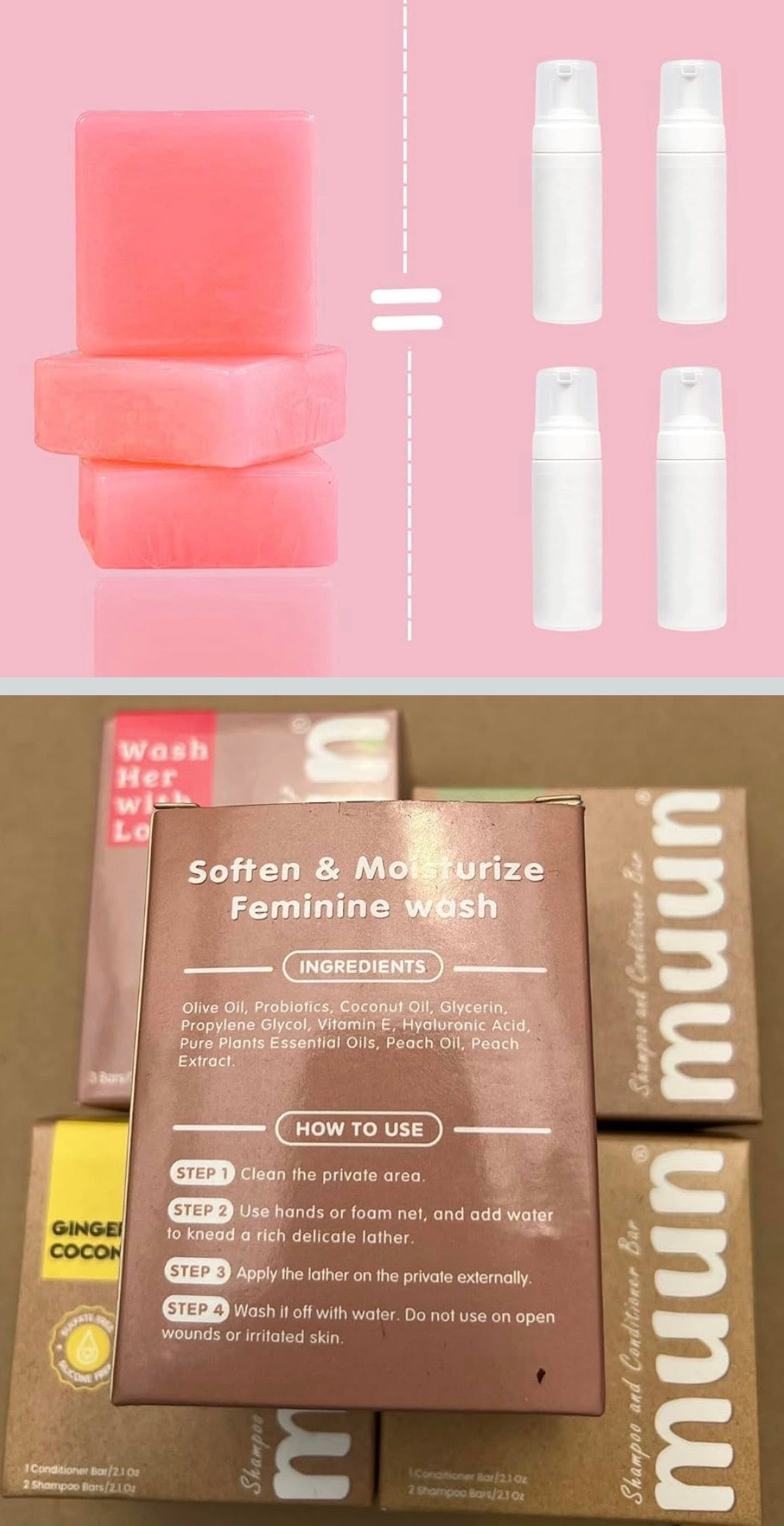 Muun Yoni Feminine Cleansing Soap Bars – 3-Pack (Rose Scent)

Experience gentle, refreshing feminine care with Muun Yoni Soap Bars. Formulated with probiotics and natural ingredients, these moisturizing soap bars are designed to support pH balance, gen