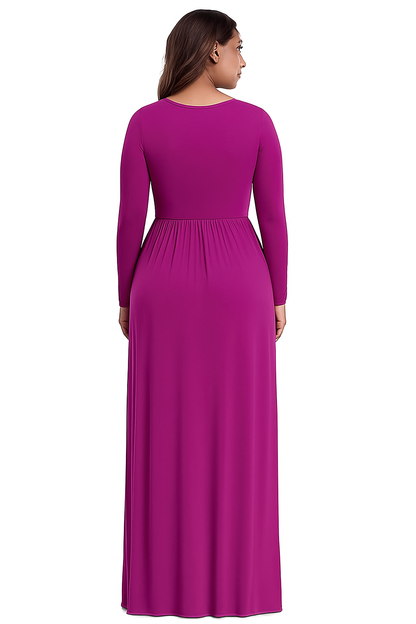 Women's Long Sleeve Loose Plain Maxi Dresses Casual Long Dresses with Pockets