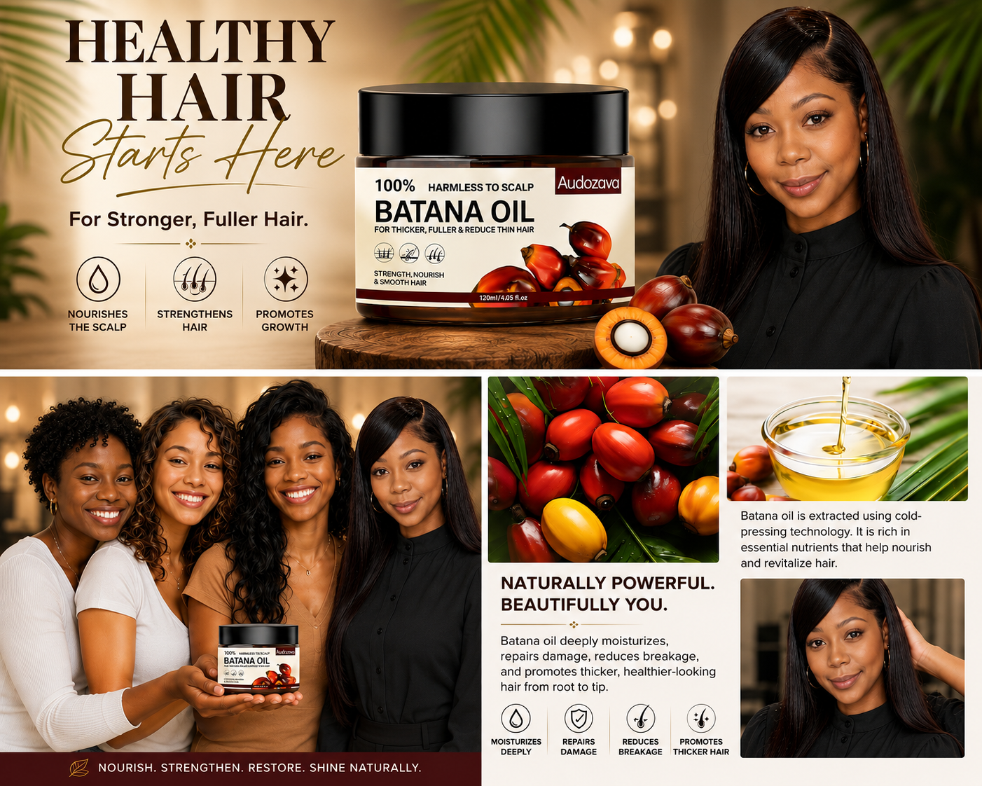 BATANA OIL
FOR THICKER, FULLER&REDUCE THIN HAIR
Audozava