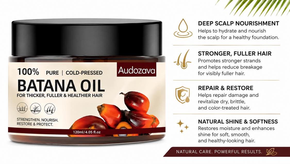 BATANA OIL
FOR THICKER, FULLER&REDUCE THIN HAIR
Audozava
