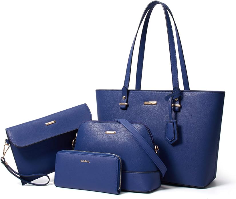 Synthetic Leather Handbags Tote Bag Shoulder Bag Top Handle Satchel Purse Set 4pcs