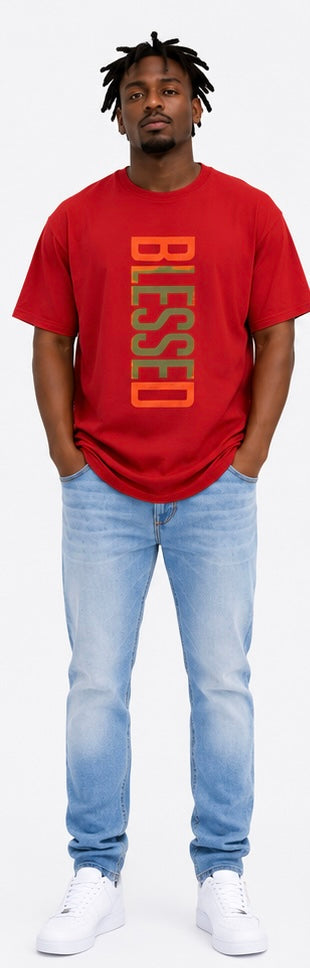 Mens Clothes BLESSED Graphic Print T-Shirt Summer Clothes Casual Short Sleeve Crew Neck T- Shirts