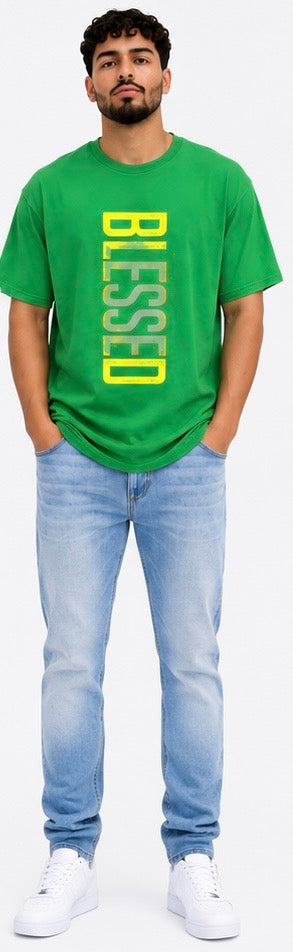 Mens Clothes BLESSED Graphic Print T-Shirt Summer Clothes Casual Short Sleeve Crew Neck T- Shirts