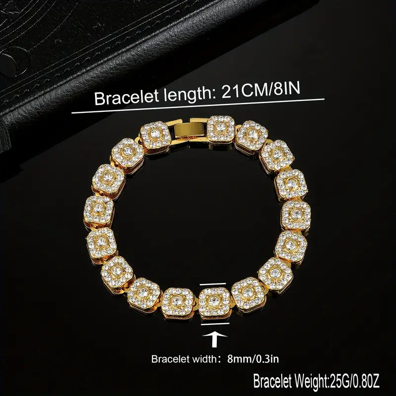 1pc Iced Out Shiny Rhinestone Bracelet