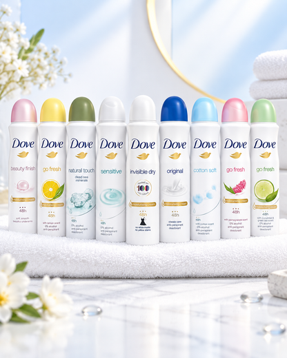 1 Pack Dove Antiperspirant Spray Deodorant For Women 150 Ml Variety Packs