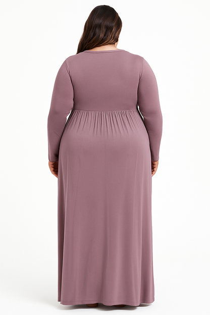 Women's Long Sleeve Loose Plain Maxi Dresses Casual Long Dresses with Pockets