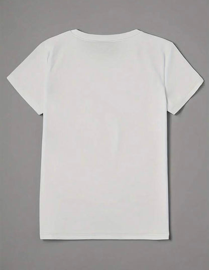 Letter And Portrait Pattern Printing T -Shirt, Casual Short -Sleeved Round Neck Top, Women's T- Shirts