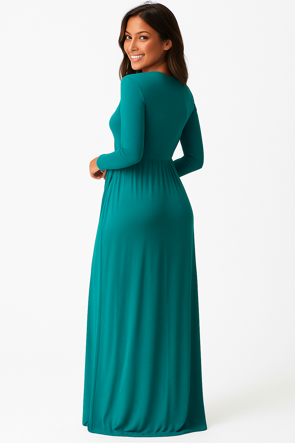 Women's Long Sleeve Loose Plain Maxi Dresses Casual Long Dresses with Pockets