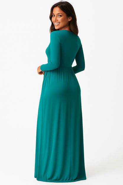 Women's Long Sleeve Loose Plain Maxi Dresses Casual Long Dresses with Pockets