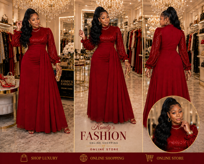 Regular & Plus Size Women's Elegant Sequin Embellished Long Sleeve Fit & Flare Dress, Suitable For Banquet, Party, Wedding Guest, New Year, Christmas Fall