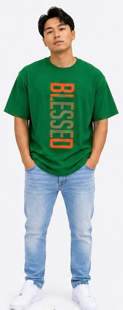 Mens Clothes BLESSED Graphic Print T-Shirt Summer Clothes Casual Short Sleeve Crew Neck T- Shirts