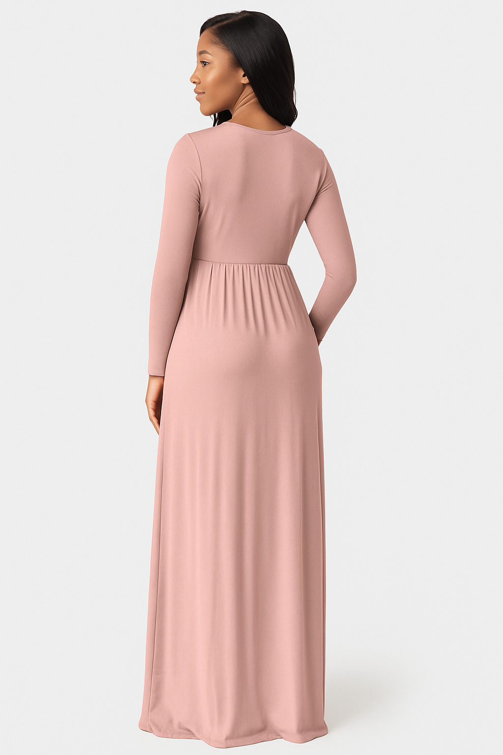 Women's Long Sleeve Loose Plain Maxi Dresses Casual Long Dresses with Pockets