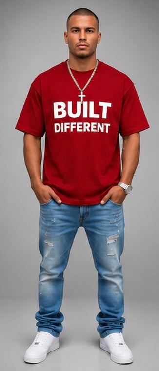 Built Different Graphic Tee, 100% Cotton Men's Streetwear Shirt, Soft Comfortable Casual Top, Summer Outfit, Everyday Wear,