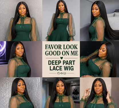 Favor Look Good On Me, Wig-36 Inch Bone Straight Super Long length Wig Lace Front Wigs Middle Center Part Wig for Black Women Realistic Hairline Heat Resistant Synthetic Wig  (36 Inch, 1-Jet Black)