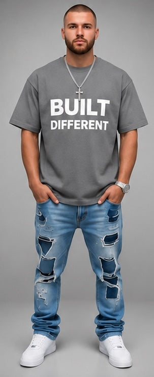 Built Different Graphic Tee, 100% Cotton Men's Streetwear Shirt, Soft Comfortable Casual Top, Summer Outfit, Everyday Wear,