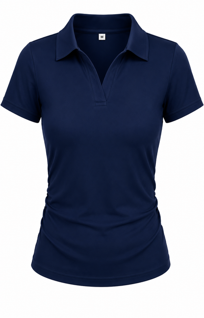 Women's Solid Color Polo Collar Short Sleeve Casual-  T-Shirt